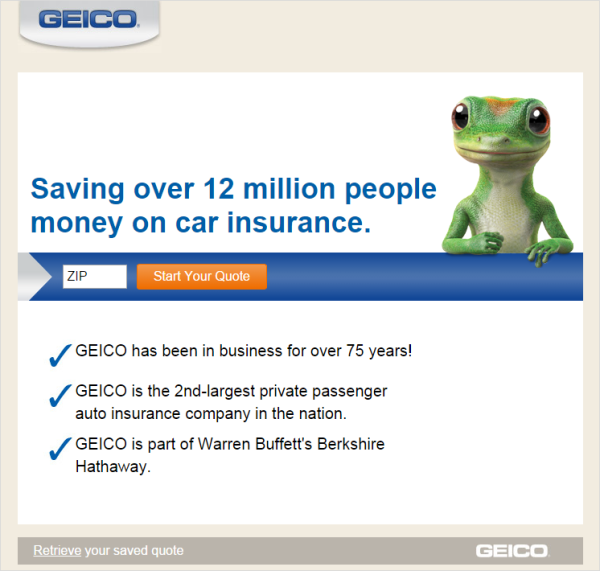 Geico Landing Page for Web